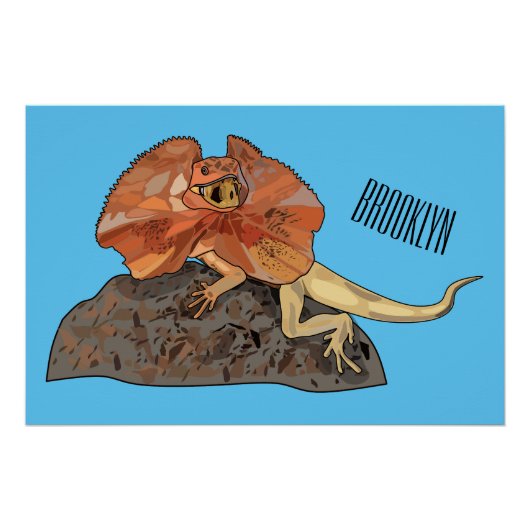 Cartoon-Illustration für den Frillenhalseidechsen Poster (Vorderseite)