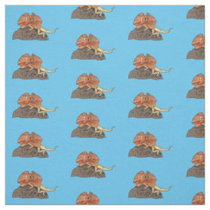 Cartoon-Illustration für den Frillenhalseidechsen Stoff