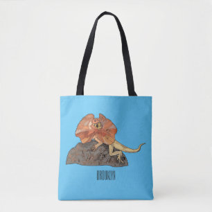 Cartoon-Illustration für den Frillenhalseidechsen Tasche