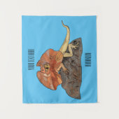 Cartoon-Illustration für den Frillenhalseidechsen Wandteppich (Vorderseite)