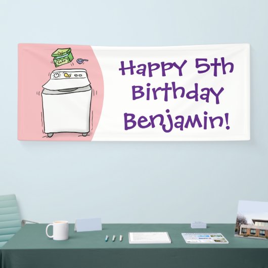 Cartoon-Illustration für die niedliche Waschmaschi Banner (Messe)