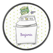 Cartoon-Illustration für die niedliche Waschmaschi Eishockey Puck (Vorderseite)