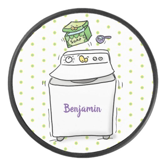 Cartoon-Illustration für die niedliche Waschmaschi Eishockey Puck (Vorderseite)