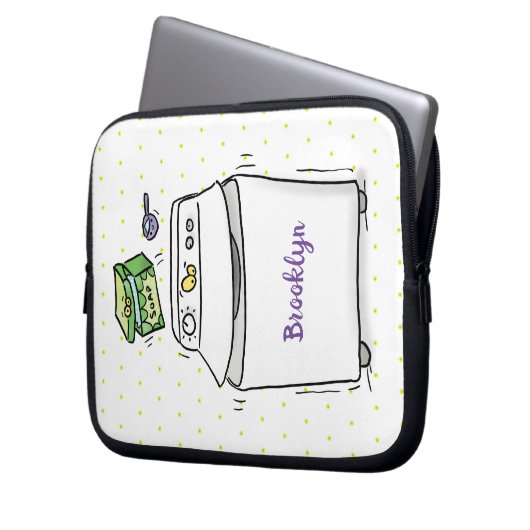Cartoon-Illustration für die niedliche Waschmaschi Laptopschutzhülle (Vorderseite Links)