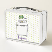 Cartoon-Illustration für die niedliche Waschmaschi Metall Brotdose (Rückseite)