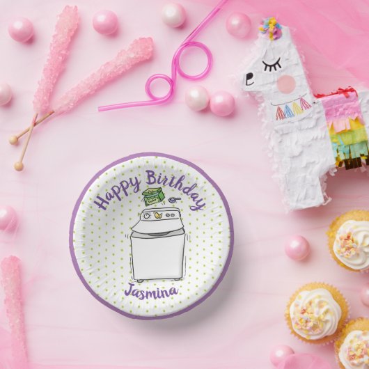 Cartoon-Illustration für die niedliche Waschmaschi Pappteller (Party)