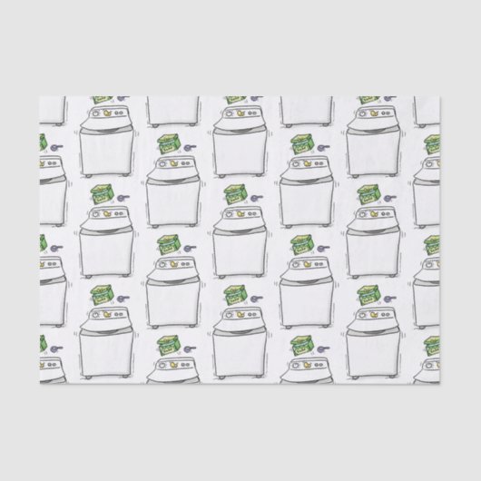 Cartoon-Illustration für die niedliche Waschmaschi Seidenpapier (Vorderseite)