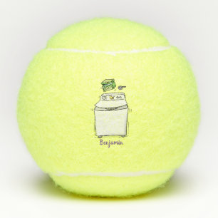 Cartoon-Illustration für die niedliche Waschmaschi Tennisbälle
