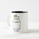 Cartoon-Illustration für die niedliche Waschmaschi Zweifarbige Tasse (Vorderseite Links)
