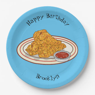 Cartoon-Illustration für gefrorenes Huhn Pappteller