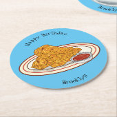 Cartoon-Illustration für gefrorenes Huhn Runder Pappuntersetzer (Angewinkelt)