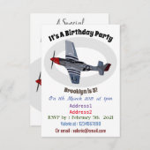 Cartoon-Illustration für Kampfbomber Einladung (Vorne/Hinten)