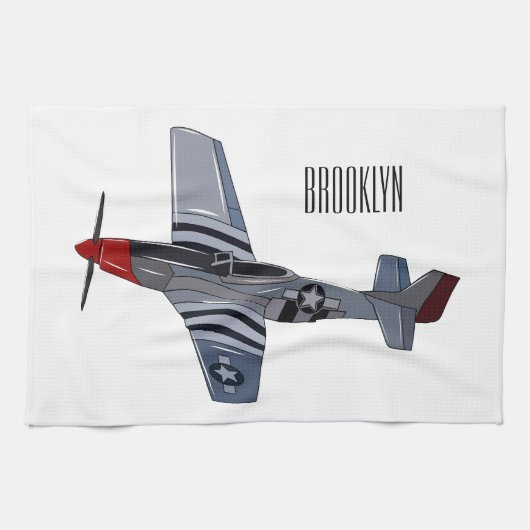 Cartoon-Illustration für Kampfbomber Geschirrtuch (Horizontal)