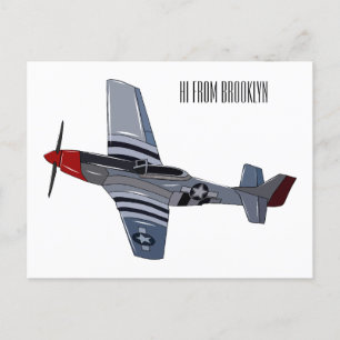 Cartoon-Illustration für Kampfbomber Postkarte