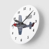 Cartoon-Illustration für Kampfbomber Runde Wanduhr (Winkel)