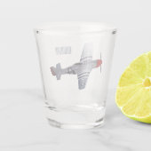 Cartoon-Illustration für Kampfbomber Schnapsglas (Rückseite)