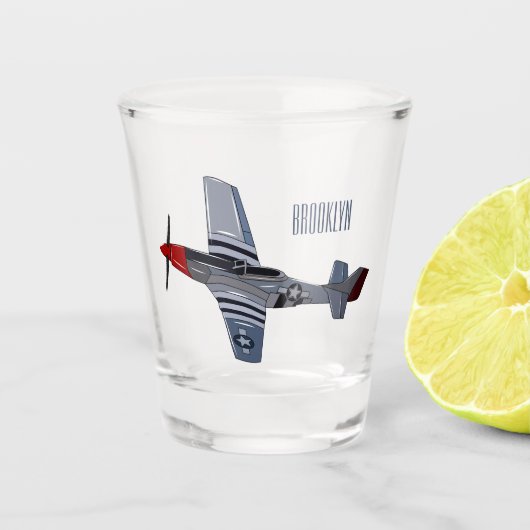 Cartoon-Illustration für Kampfbomber Schnapsglas (Vorderseite)