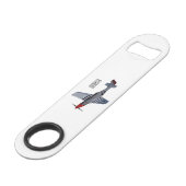 Cartoon-Illustration für Kampfbomber Speed Flaschenöffner (Vorderseite Schrägansicht)