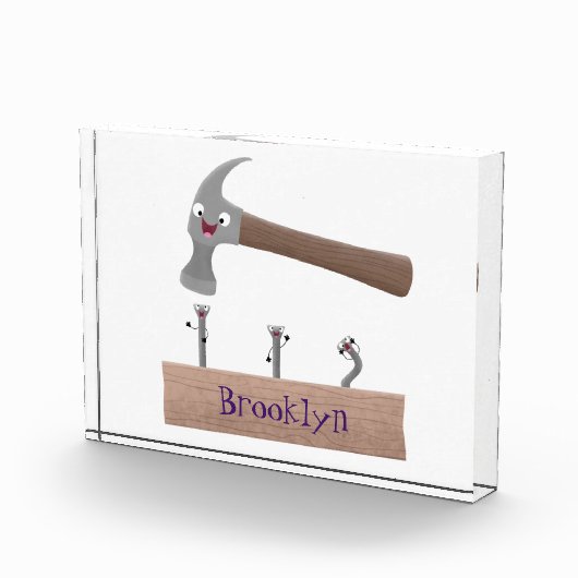 Cartoon-Illustration für niedliche, lustige Hammer Fotoblock (Rechts)