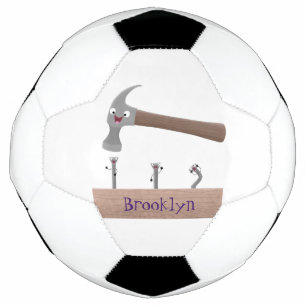 Cartoon-Illustration für niedliche, lustige Hammer Fußball