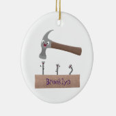 Cartoon-Illustration für niedliche, lustige Hammer Keramik Ornament (Rechts)