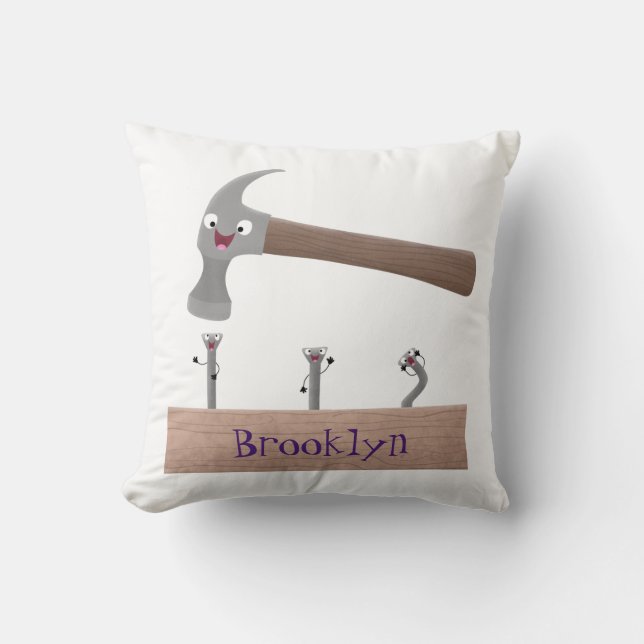 Cartoon-Illustration für niedliche, lustige Hammer Kissen (Vorderseite)