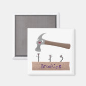 Cartoon-Illustration für niedliche, lustige Hammer Magnet (Vorderseite/Rückseite)