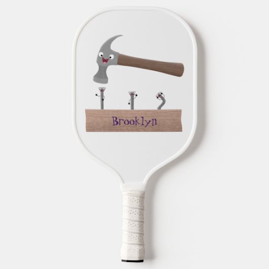 Cartoon-Illustration für niedliche, lustige Hammer Pickleball Schläger (Rückseite)