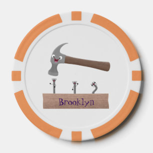 Cartoon-Illustration für niedliche, lustige Hammer Pokerchips