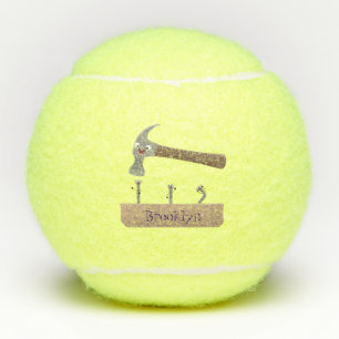 Cartoon-Illustration für niedliche, lustige Hammer Tennisbälle
