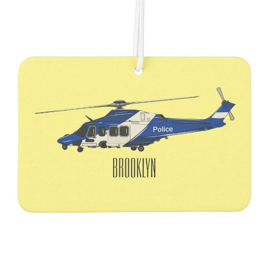 Cartoon-Illustration für Polizeihubschrauber Autolufterfrischer (Rückseite)