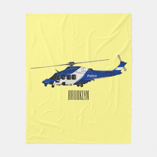 Cartoon-Illustration für Polizeihubschrauber Fleecedecke (Vorderseite)