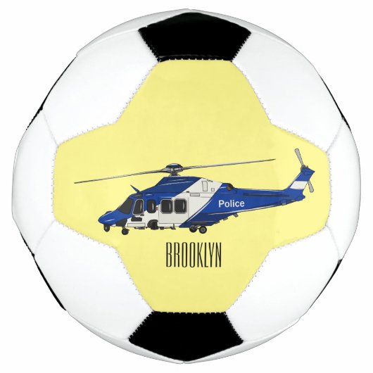 Cartoon-Illustration für Polizeihubschrauber Fußball (Vorderseite)