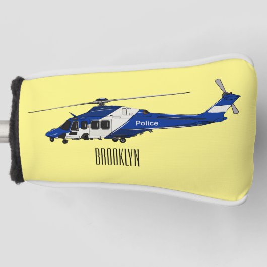 Cartoon-Illustration für Polizeihubschrauber Golf Headcover (Vorderseite)
