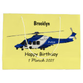 Cartoon-Illustration für Polizeihubschrauber Große Geschenktüte (Rückseite)