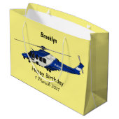 Cartoon-Illustration für Polizeihubschrauber Große Geschenktüte (Rückseite Schrägansicht)