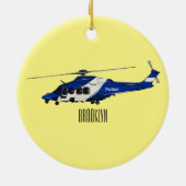 Cartoon-Illustration für Polizeihubschrauber Keramik Ornament (Hinten)