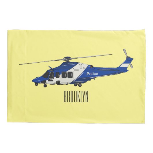 Cartoon-Illustration für Polizeihubschrauber Kissenbezug (Rückseite)