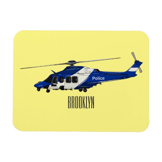 Cartoon-Illustration für Polizeihubschrauber Magnet (Horizontal)