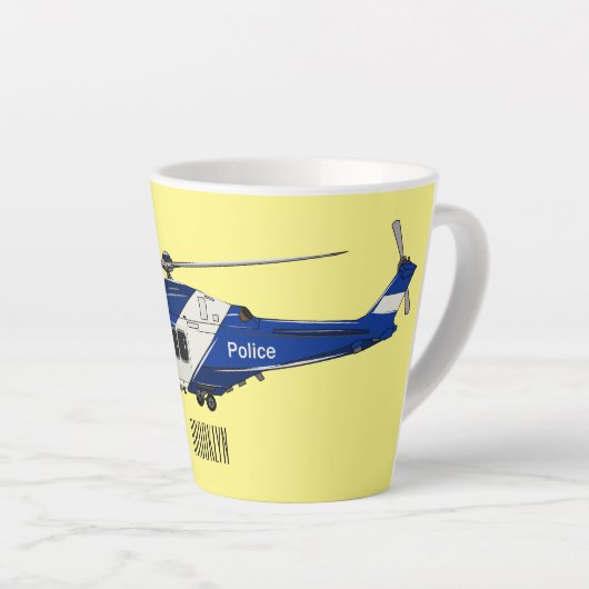 Cartoon-Illustration für Polizeihubschrauber Milchtasse (Rechte Ecke)