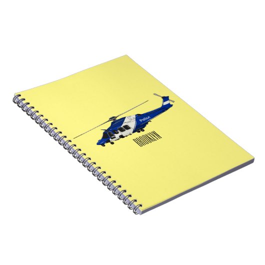 Cartoon-Illustration für Polizeihubschrauber Notizblock (Rechte Seite)