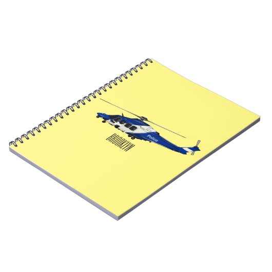 Cartoon-Illustration für Polizeihubschrauber Notizblock (Linke Seite)