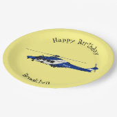 Cartoon-Illustration für Polizeihubschrauber Pappteller (Schrägansicht)