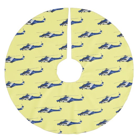 Cartoon-Illustration für Polizeihubschrauber Polyester Weihnachtsbaumdecke (Vorderseite)