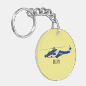 Cartoon-Illustration für Polizeihubschrauber Schlüsselanhänger (Vorderseite links)