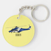 Cartoon-Illustration für Polizeihubschrauber Schlüsselanhänger (Rückseite)