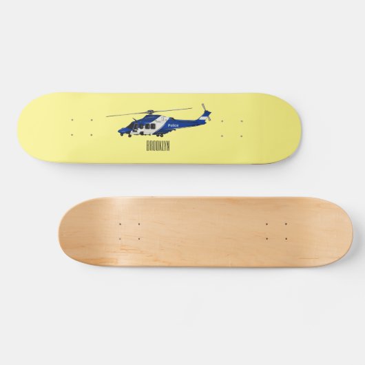 Cartoon-Illustration für Polizeihubschrauber Skateboard (Horizontal)