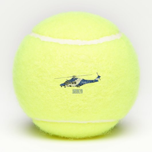 Cartoon-Illustration für Polizeihubschrauber Tennisbälle (Rückseite)