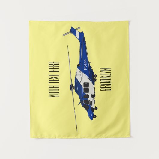 Cartoon-Illustration für Polizeihubschrauber Wandteppich (Vorderseite)