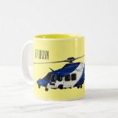 Cartoon-Illustration für Polizeihubschrauber Zweifarbige Tasse (Vorderseite Links)